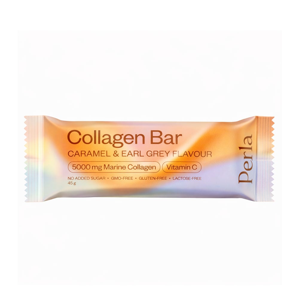 Батончик колагеновий Perla Helsa Caramel &amp; Earl Grey Collagen Bar зі смаком карамелі та чаю, 45 г